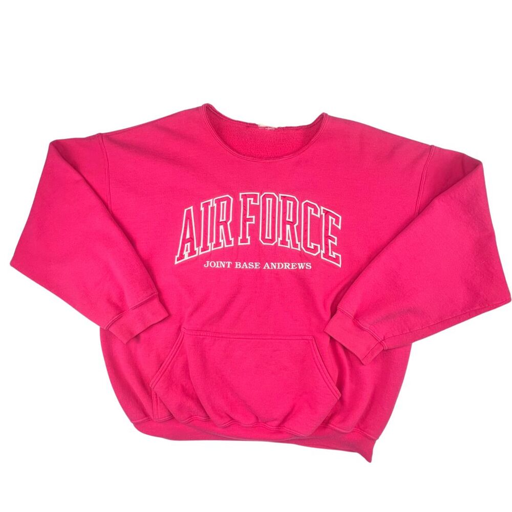 Pink Sweatshirt XL Air Force Military Graphic Casual Preppy Athleisure Pullover